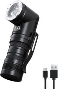 HAUTMEC 1400 Lumen Rechargeable Flashlights LED EDC Flashlight with 90 Degree Flashlight Swivel Head 5 Modes Pocket Flashlights Magnetic Base for Camping, Working, Outdoor, Hiking, Emergency