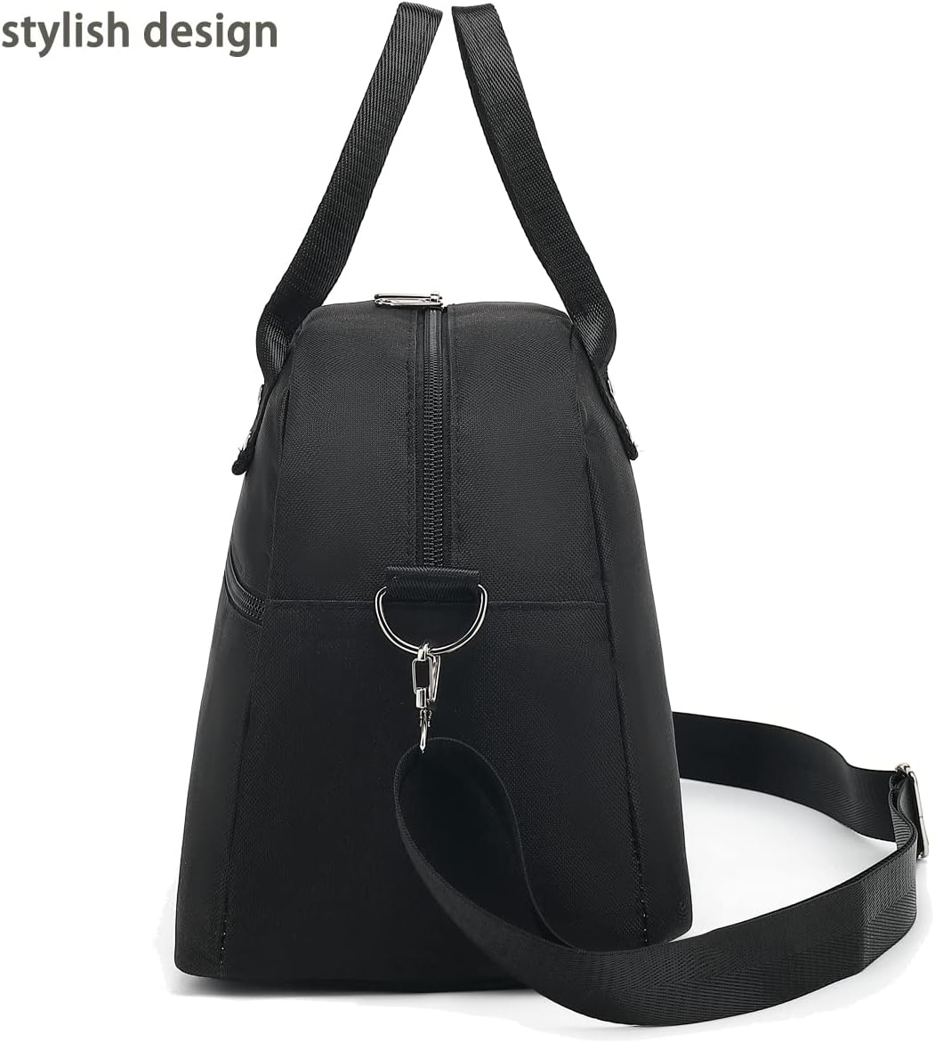 FlowFly Insulated Lunch Bag With Shoulder Strap for Women, Men, and Kids, Large and Reusable, Handle, Freezable Work and School Travel Tote and Meal Prep Organizer (Black)