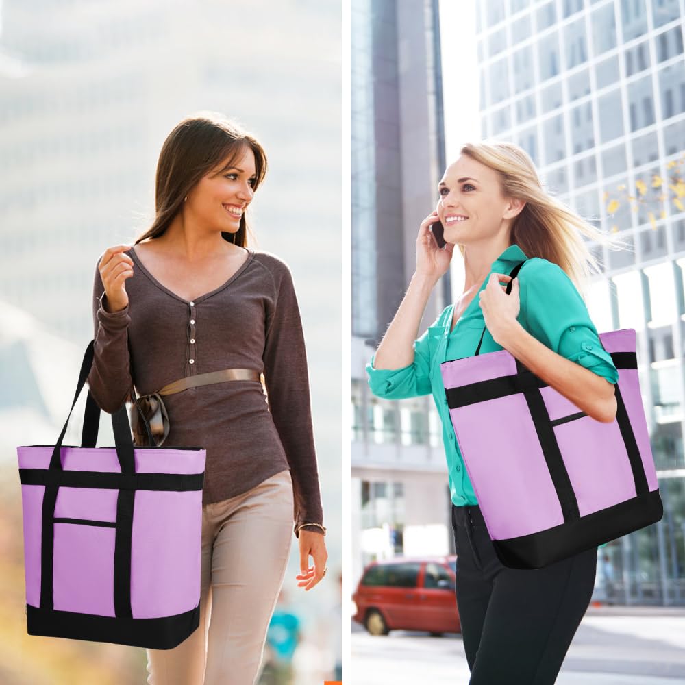Insulated Reusable Tote Bag for Grocery Shopping for Women/Men, Pizza/Food Delivery Bag to Keep Food Cold/Hot for Commercial Delivery Services, Cooler bags for Travel/Beach/Picnic, Lavender