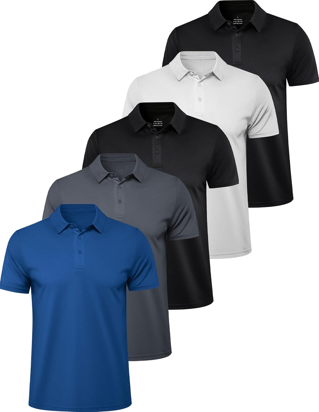 OYGSieg 5 Pack Polo Shirts for Men Short Sleeve Collared Golf Polos