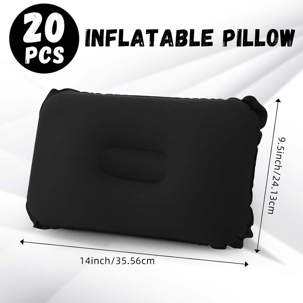 Geelin 20 Pack Inflatable Pillows for Camping Charity Donations, Black