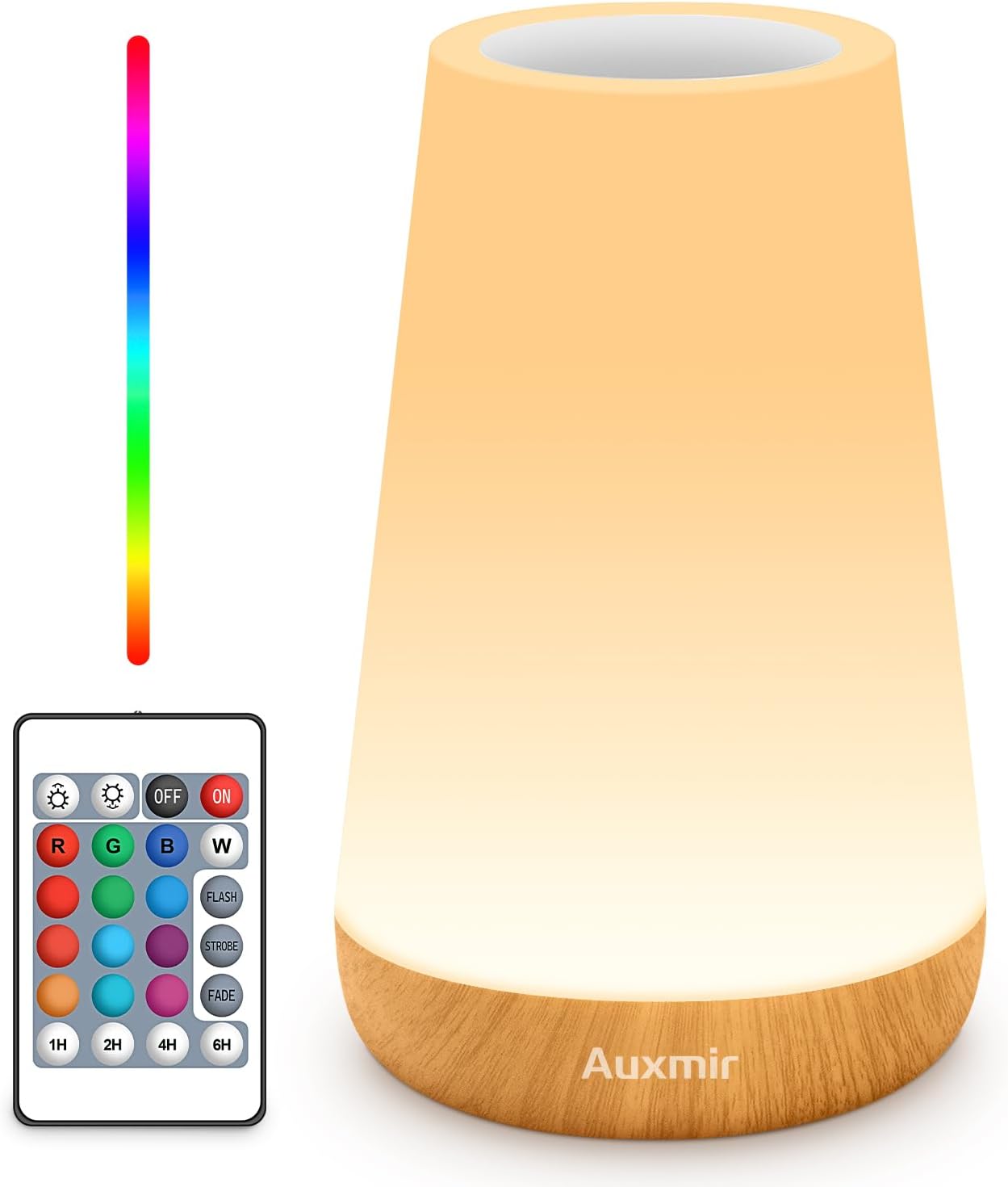 Auxmir Rechargeable Night Light, 13-Color Remote Control Lamp, Light Brown