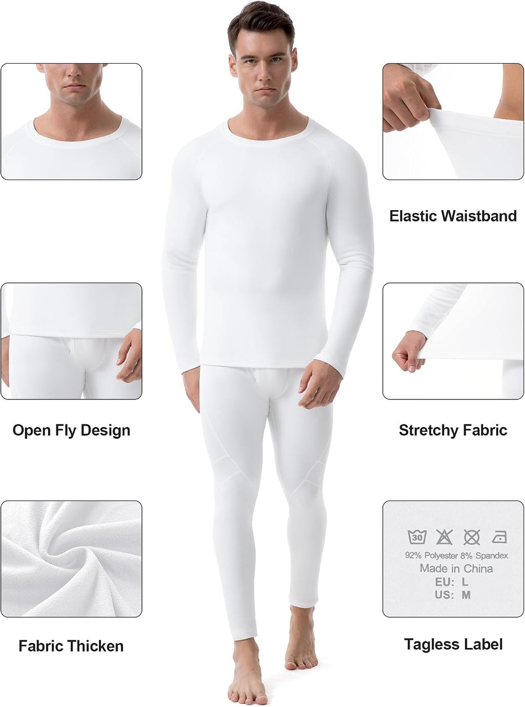Runhit Mens Thermal Underwear Set：Fleece Lined Long Johns for Men Thermal Shirts and Pants Base Layer Cold Weather Thermals
