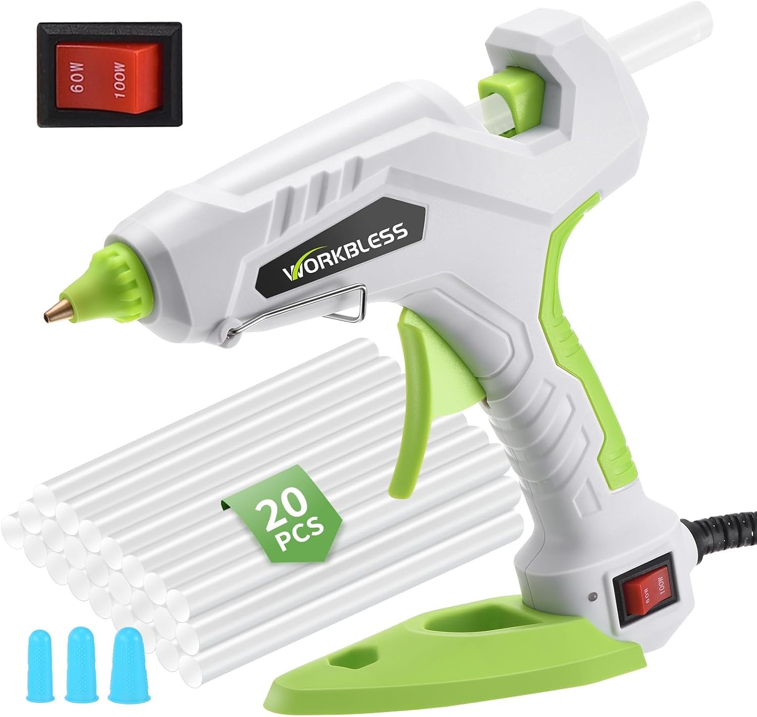 Hot Glue Gun Large 60W/100W Dual Temp W/Full Size Stick Set,Teal