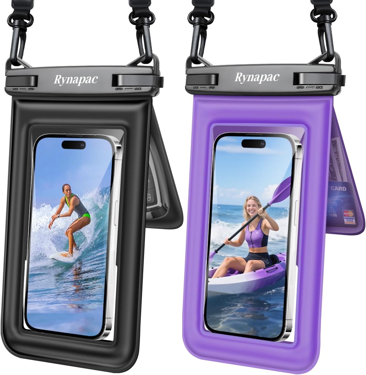 Rynapac Double Space Floating Waterproof Phone Pouch [Up to 8.5''], 2 Pack