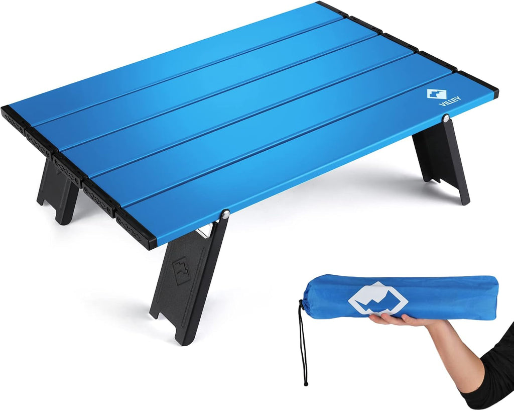 VILLEY Portable Mini Folding Beach Table, Ultralight Aluminum Side Table