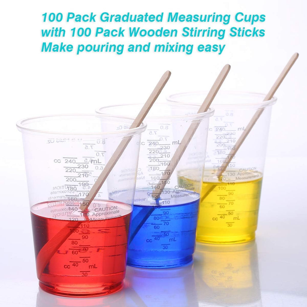 XUXU 50pcs 8oz Graduated Clear Plastic