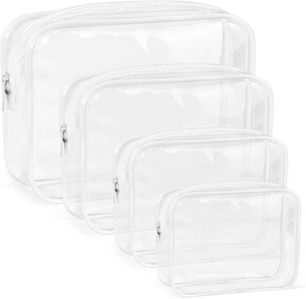 6 Pieces Clear Makeup Bags Bulk TSA Approved Toiletry Bag for Travel PVC Waterproof Clear Cosmetic Pouch with Zipper for Men and Women Carry-on Travel Essentials