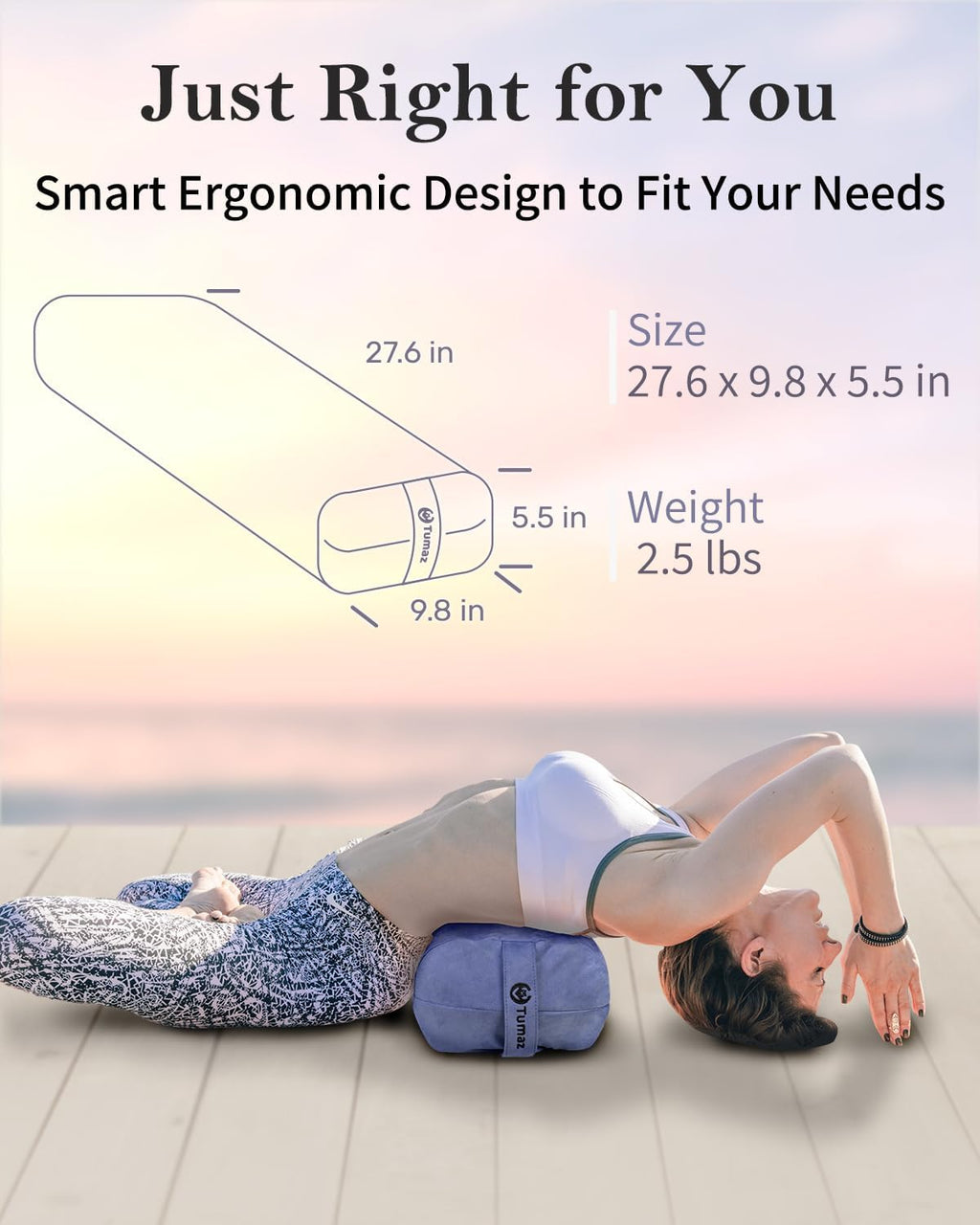 Tumaz Yoga Bolster Set, Rectangular Yoga Bolster with Washable Cover