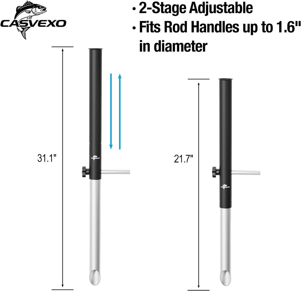 1/2 Pack Aluminum Sand Spikes for Surf Fishing, Beach Fishing Rod Holder, Telescopic and Portable, 2-Stage Adjustable, with Storage Bag