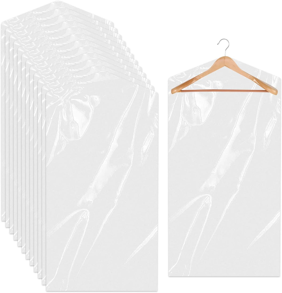 30 Pack Clear Clothes Covers 60x90 cm Plastic Garment Bags for Hanging Clothes Dry Cleaner Bags Hanging Dust-proof Garment Bags for Dry Cleaner, Home Storage, Travel
