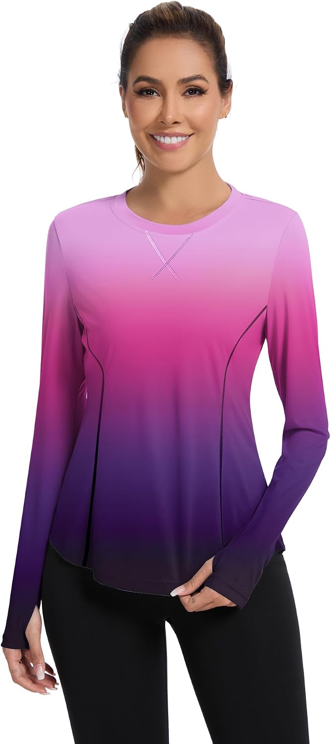 Avoogue Women UPF 80+ UV Shirts Long Sleeve with Thumb Holes Workout Tops