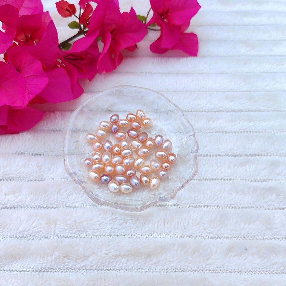 50 Pcs Real Pearls for Jewelry Making AAA 7-8 mm Non-Porous Natural Pearls Beads Oval Bead Loose Gemstone Bead Crafts Gift for Mother's Day.,DIY Gifts.