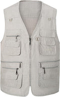 Hbufnha Men's Casual Safari Travel Vest 16 Pockets Outdoor Work Vest Sleeveless Jacket Fishing Hiking Photograph