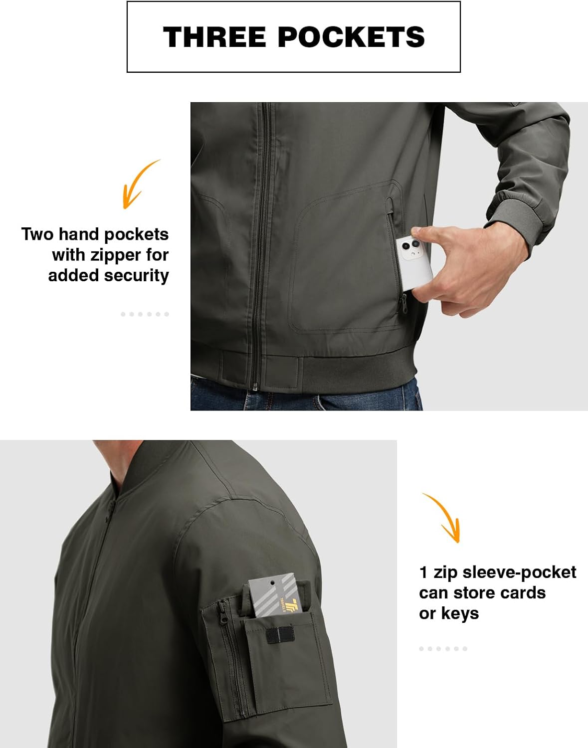 TBMPOY Men's Lightweight Jackets Casual Dress Golf Bomber Windbreaker Fall