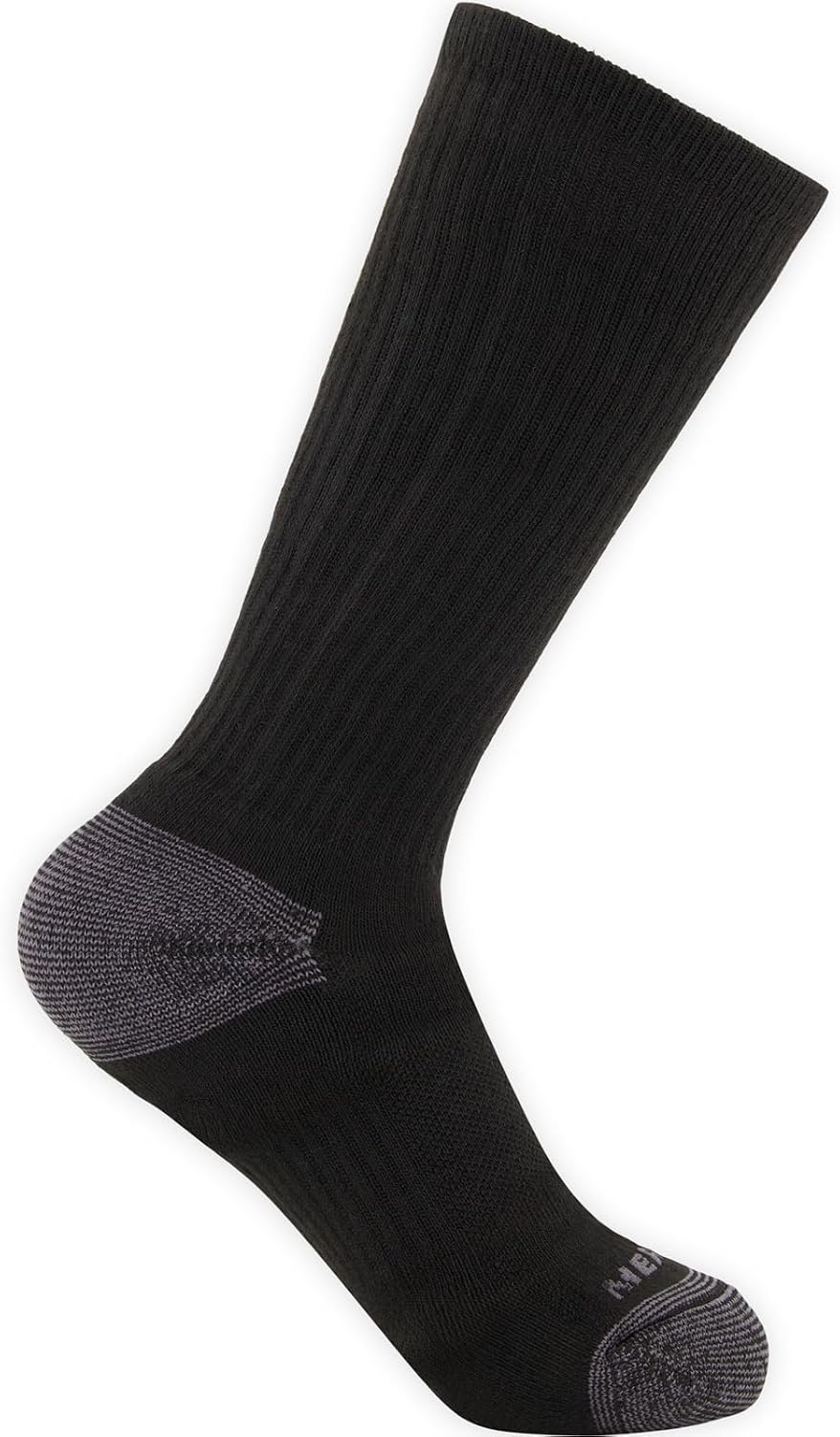 Merrell Unisex Eco Cushioned Crew Socks, Recycled Sustainable Hiker With Targeted Cushion
