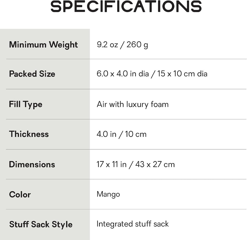 NEMO Equipment Fillo Camping Pillow - Mango/Golden Oak