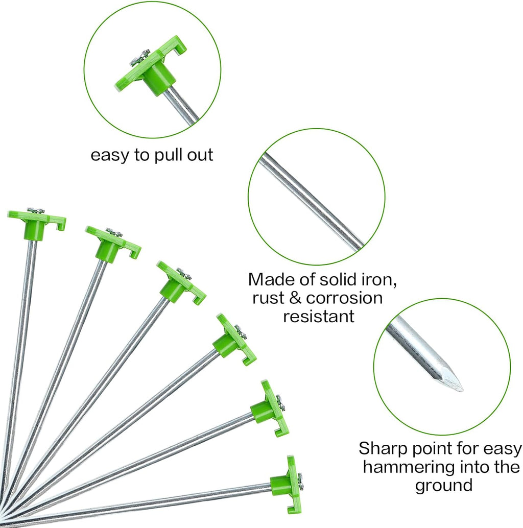 Yesland 24 Pack Heavy Duty Tent Stake with Pull Hook, 10 Inch Non-Rust Metal Tent Pegs Ground Yard Tent Spikes, Galvanized Iron, Green, for Patio, Garden, Canopies, Grassland, Outdoor, Hiking, Camping