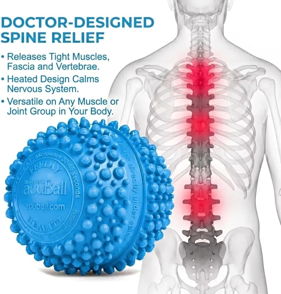 Dr. Cohen's acuball Heatable Deep Tissue Massage Ball - acuBall Trigger Point Massage Therapy for Myofascial and Stress Release and Exercise - Effective Back Massager Ball for Targeted Pain Relief