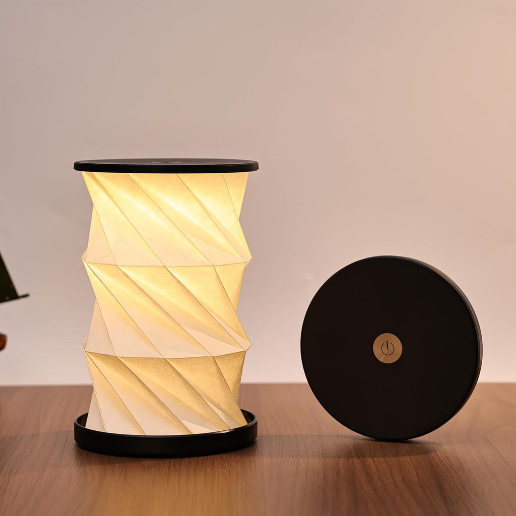 LONRISWAY Portable Travel Paper Lamp with Touch Dimmer, Rechargeable Foldable LED Table Lamp, Warm Light Battery Powered Night Light for Bedroom, Living Room, Camping, Gift for Women Men