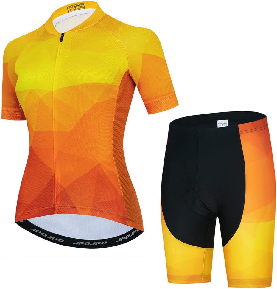 Womens Cycling Jersey Set, Summer Short Sleeve Ladies Mountain Bike Shirt and Shorts Kit MTB Suit Bicycle Clothes