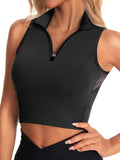 AARYA Zip Front Cropped Workout Tank Tops with Built in Bra