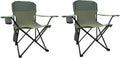 Folding Camping Chair with Cup Holder & Storage Bag, 225lbs Capacity, Large Anti-Sink Feet, Breathable PE Coated Fabric for Outdoor, Hiking, Beach, Fishing, Backpacking, 2PCS Green