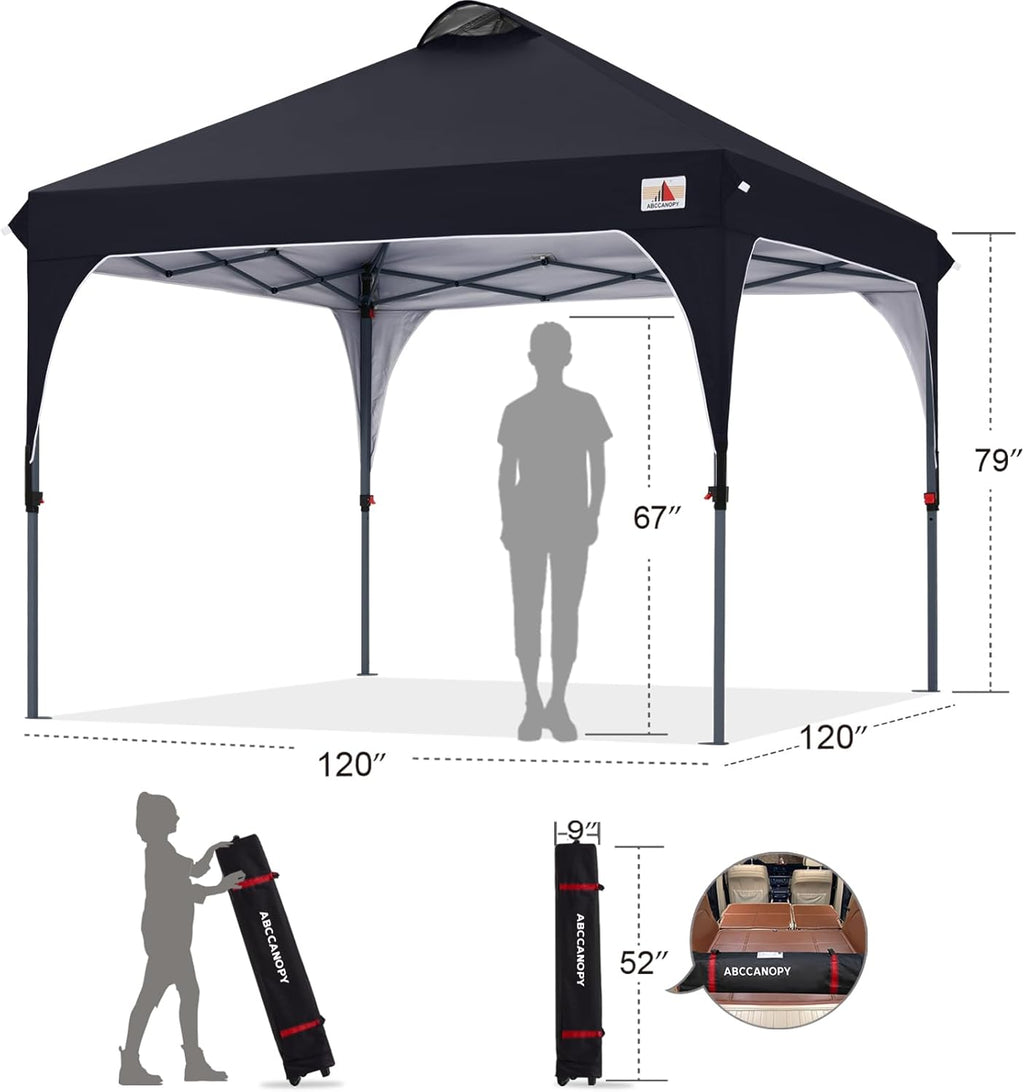 ABCCANOPY 10x10 Pop up Canopy Tent Instant Outdoor Shelter, Black
