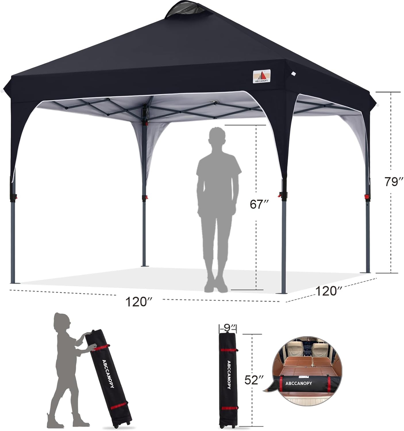 ABCCANOPY 10x10 Pop up Canopy Tent Instant Outdoor Shelter, Black