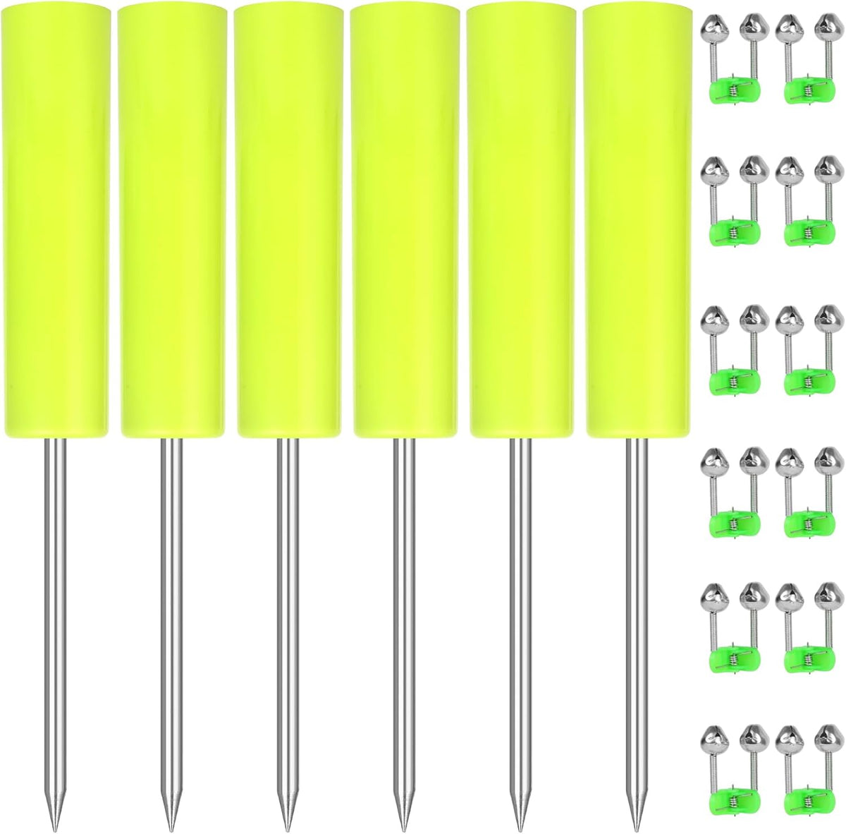 Fishing Rod Holder for Ground: 6pcs Extendable Telescopic Fishing Pole Holders for Bank Ground Sand with 12 Alarm Bells