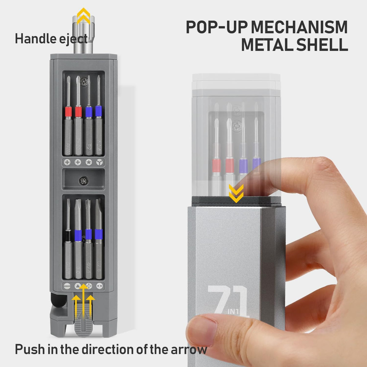 71-in-1 Precision Screwdriver Set with Pop-up Aluminum Alloy Case （Silver）