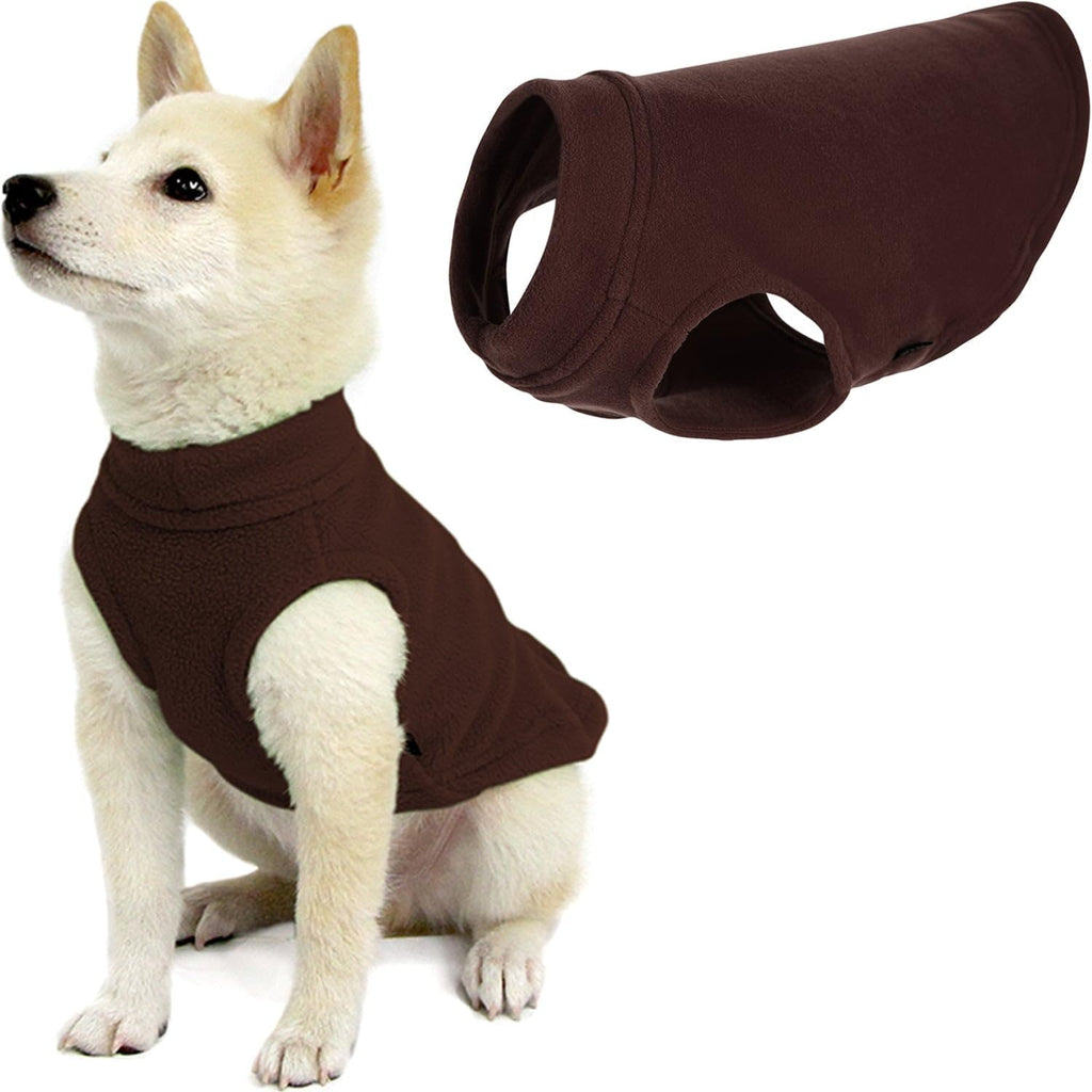 Gooby Stretch Fleece Vest Dog Sweater, Brown, Medium