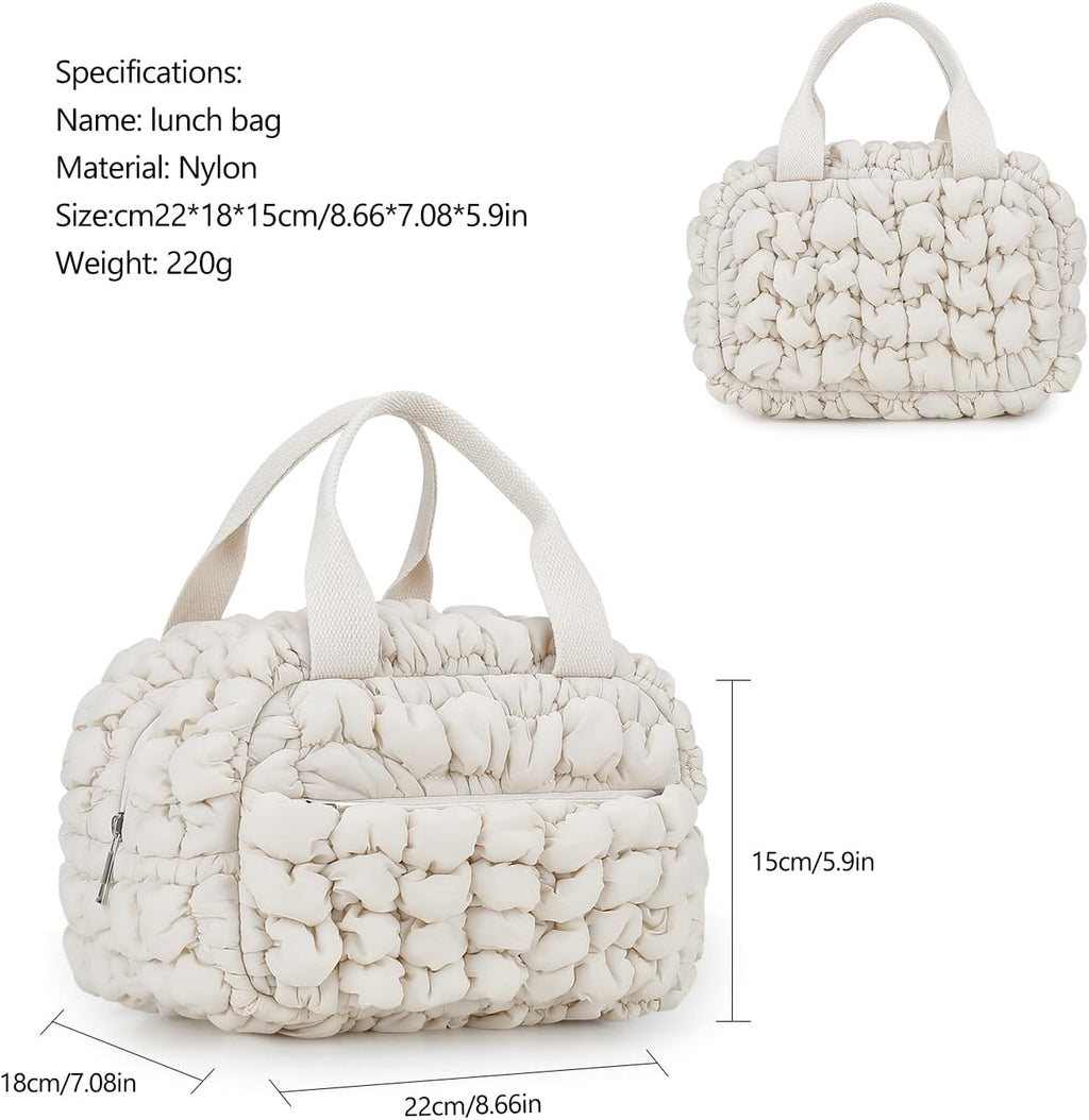 MOV COMPRA Lunch Bag for Women, Insulated Lunch Bags Lunch Box Cooler Bag (Beige)