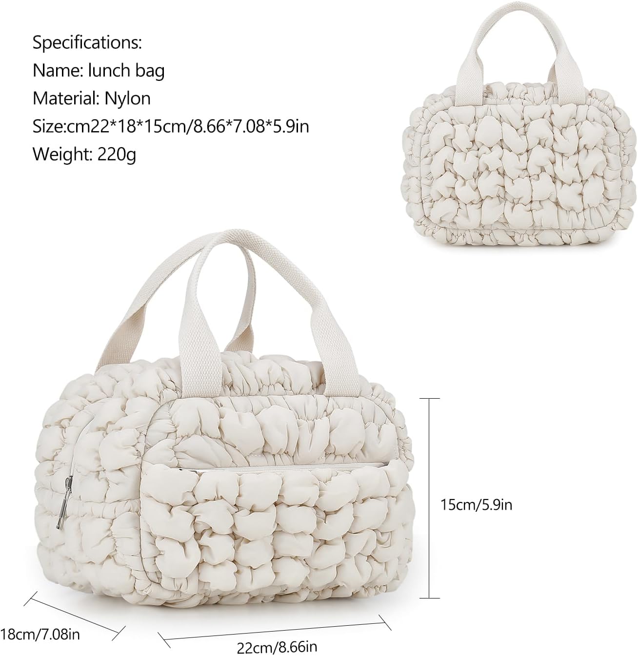 MOV COMPRA Lunch Bag for Women, Insulated Lunch Bags Lunch Box Cooler Bag (Beige)