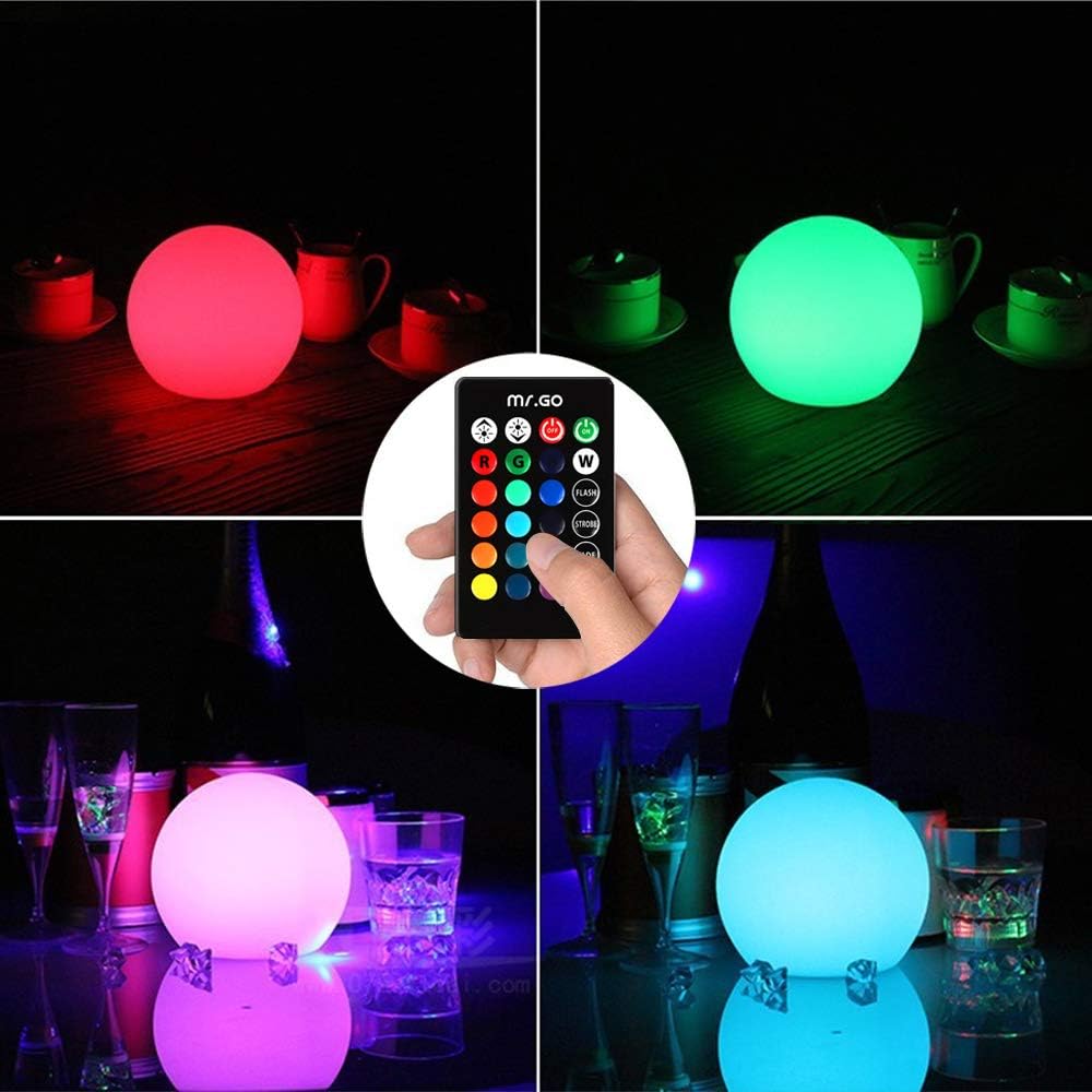 Mr.Go 6-inch RGB Color-Changing LED Globe Orb Light w/Remote Mood Lamp Ball