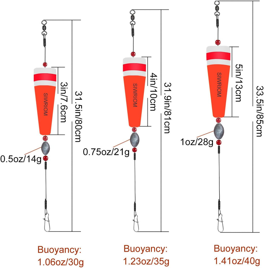 Popping Corks Floats for Saltwater Fishing Bobber, 4PCS Weighted Bobbers Inshore Fishing Popping Cork Float Rig Rattle Popper for Redfish Speckled Trout Sheepshead Flounder Fishing Tackle