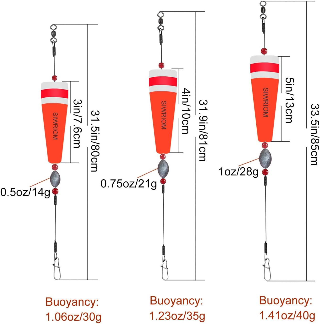 Popping Corks Floats for Saltwater Fishing Bobber, 4PCS Weighted Bobbers Inshore Fishing Popping Cork Float Rig Rattle Popper for Redfish Speckled Trout Sheepshead Flounder Fishing Tackle