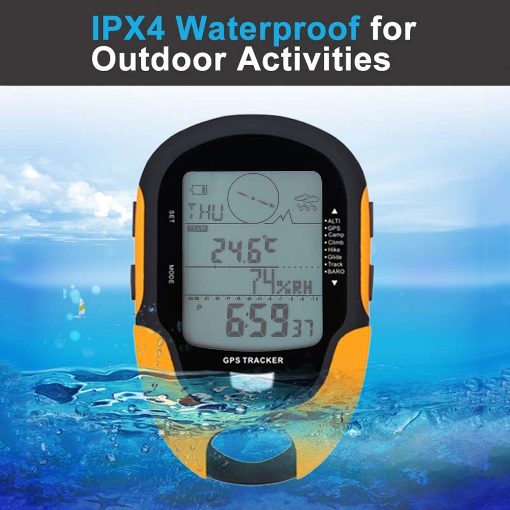 Multifunction Digital Altimeter, Waterproof Handheld GPS Navigator Tracker with Mini Torch, Electronic Barometer Thermometer Compass for Camp Climb Hike