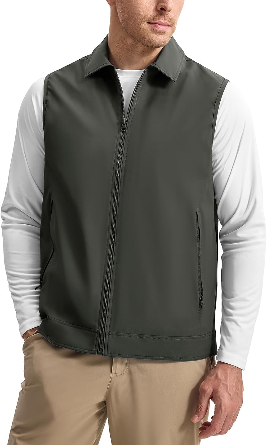 Rdruko Men's Golf Vest Lightweight Summer Casual Zip Windbreaker