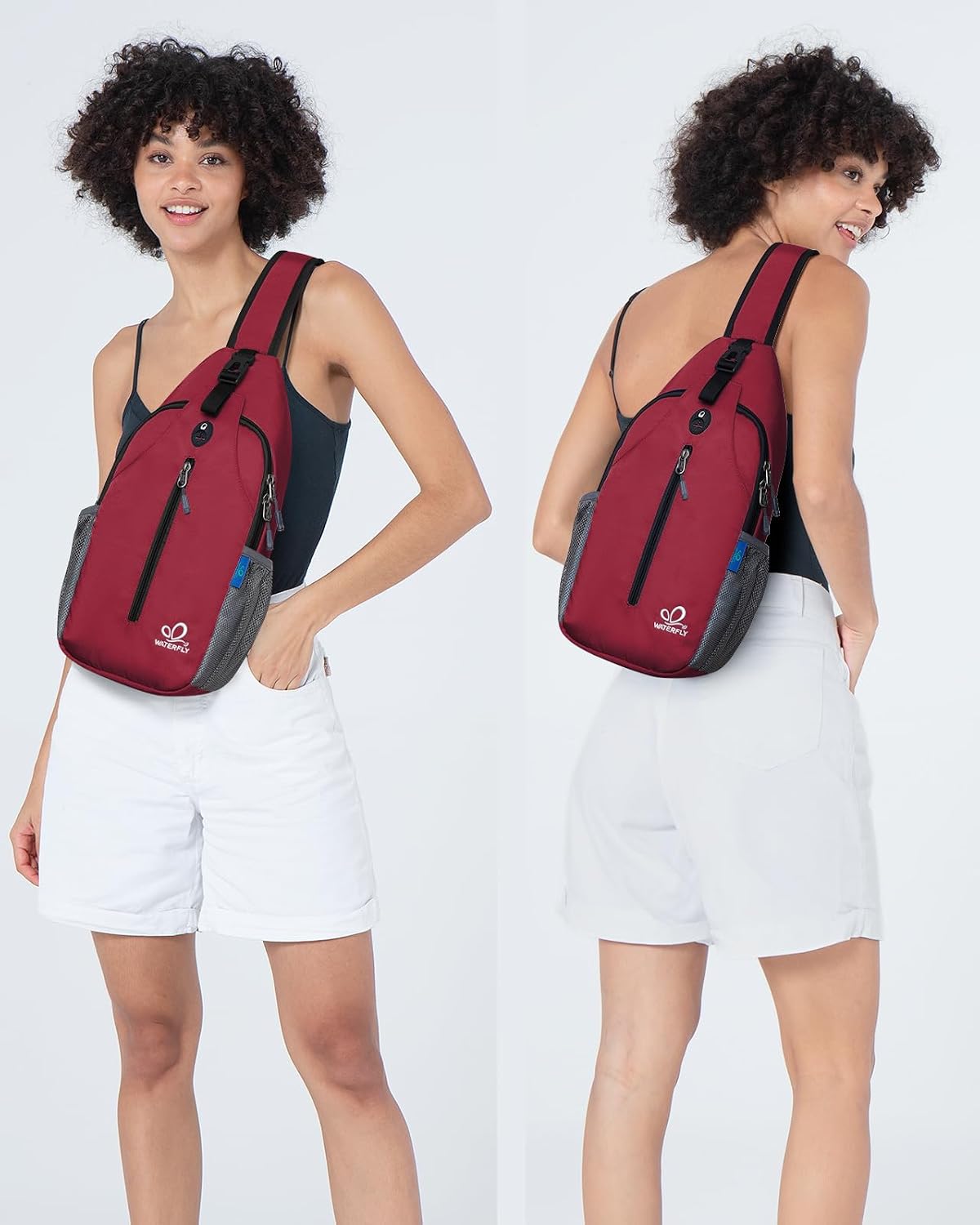 WATERFLY Crossbody Sling Backpack Sling Bag Travel Hiking Daypack