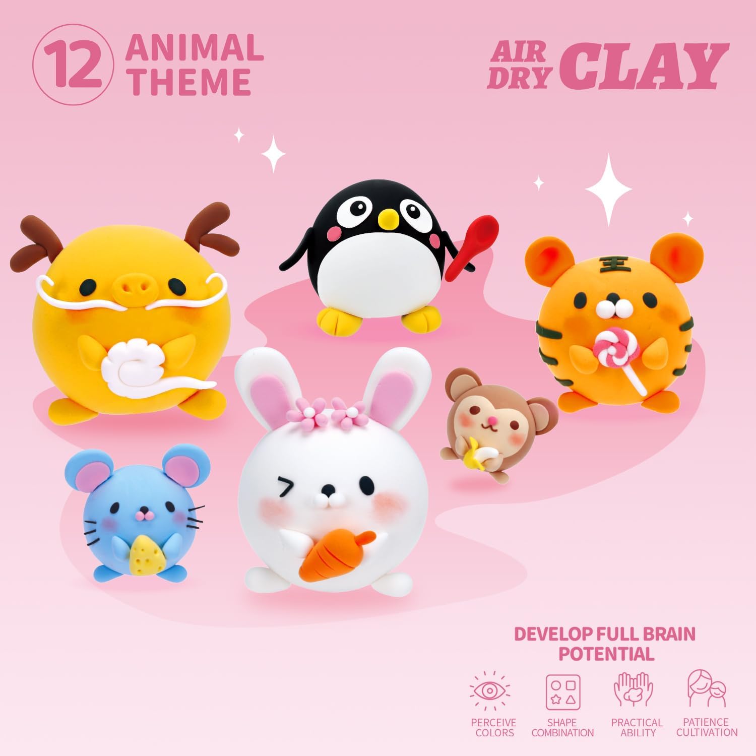 LOUFOR Air Dry Clay Kits for Kids, 12 Boxes