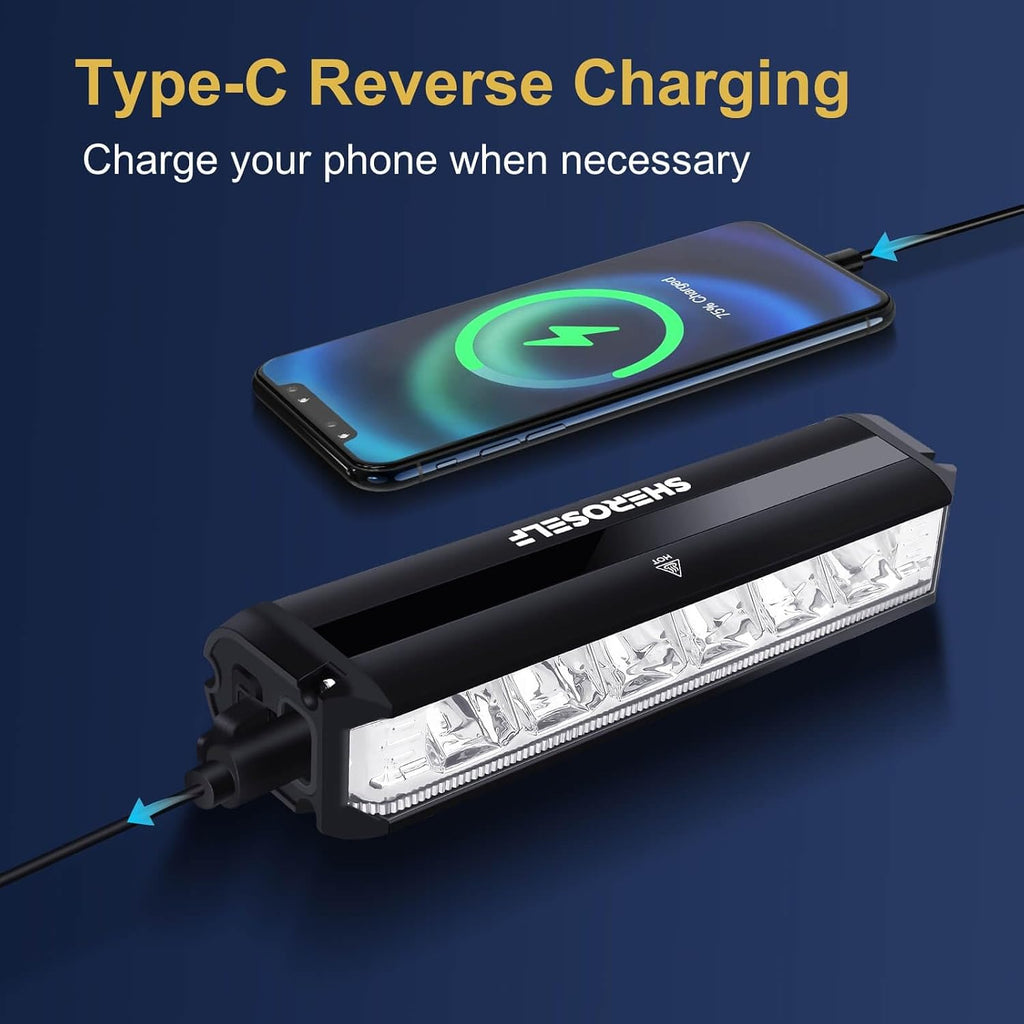 6 LED Bike Light USB-C Rechargeable Bicycle Headlight