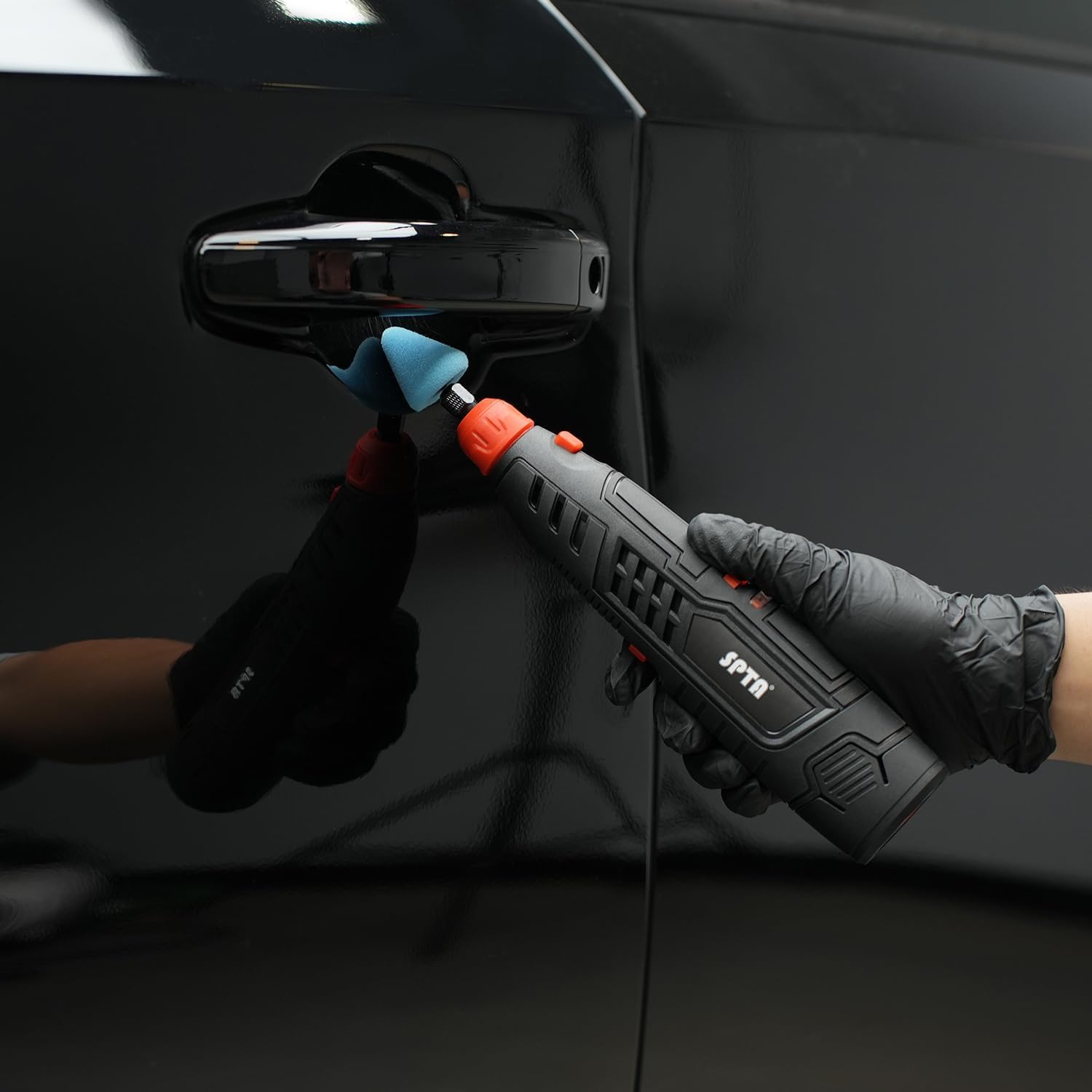 Cordless Rotary Tool, SPTA Powerful Mini Detail Polisher Kit, 36Pcs 12V Li-ion Battery 5,000-25,000 RPM Micro Auto Detailing Car Polisher Polishing Foam Pad Set for Buffing Polishing Sanding Cleaning