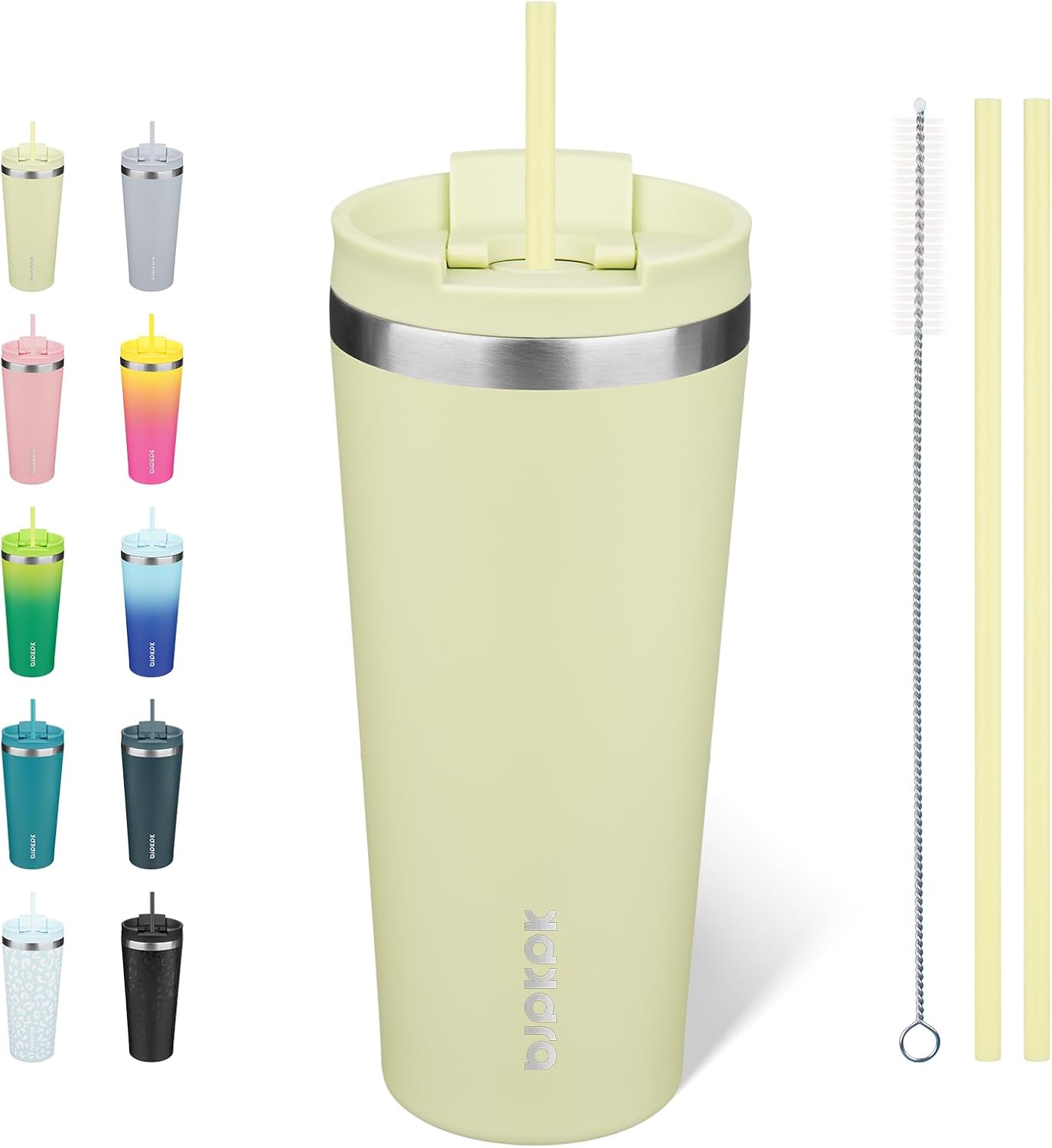 BJPKPK 22 oz Coffee Tumbler with Straw, Insulated Stainless Steel Cup