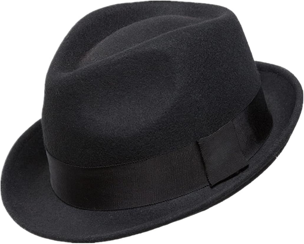 Home Prefer Men's Wool Felt Winter Hat Short Brim Fedora Hat