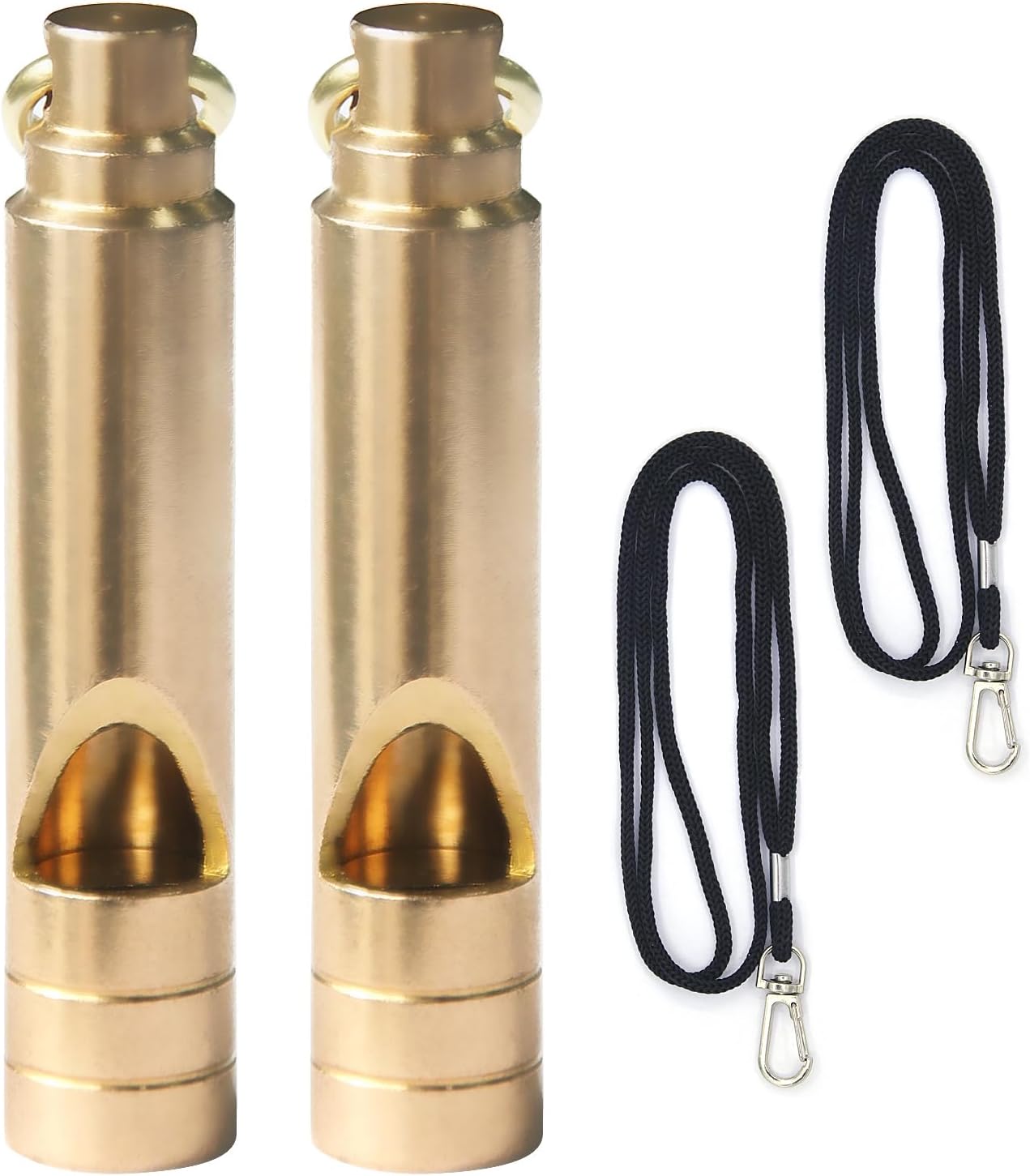 Brass Survival Whistle, 125 dB Loud Emergency Whistle with Lanyard for Hiking, Camping, Pet Training, and Coaching
