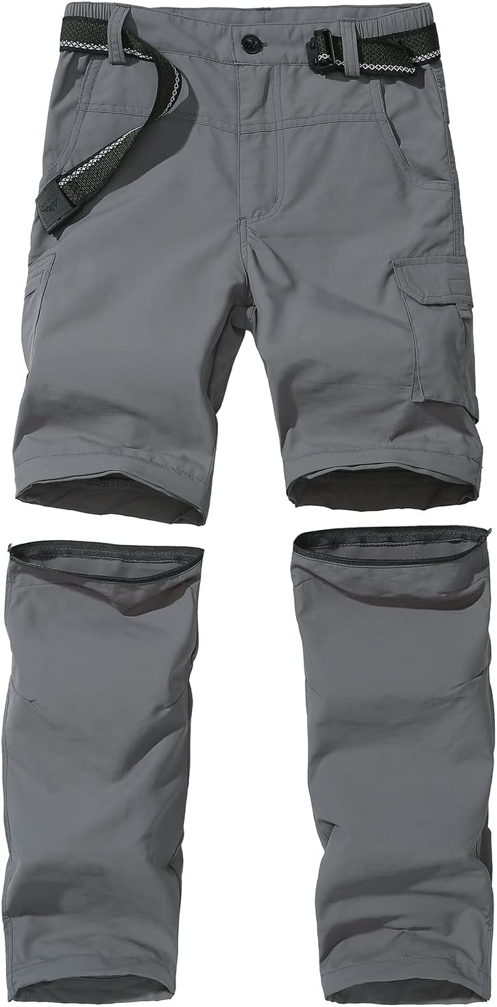 JOMLUN Boy’s Scout Pants Convertible Hiking Quick Dry Zip Off Pants Outdoor Climbing Casual Trouser Kids Youth Cargo Pants