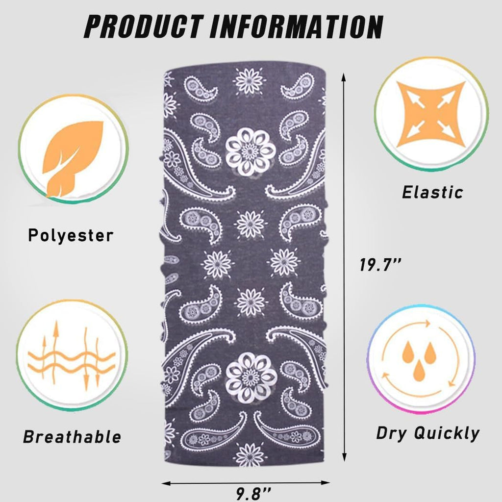 Neck Gaiter Mask Face Scarf Bandana Tube Cover Headwear Balaclava Headband Headwrap for Men and Women