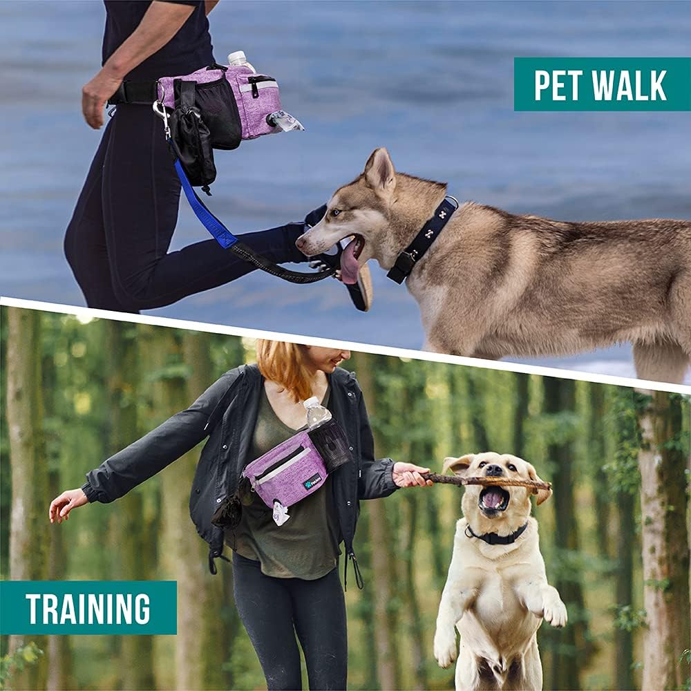 PetAmi Dog Fanny Pack, Treat Pouch for Dog Walking Training, Purple