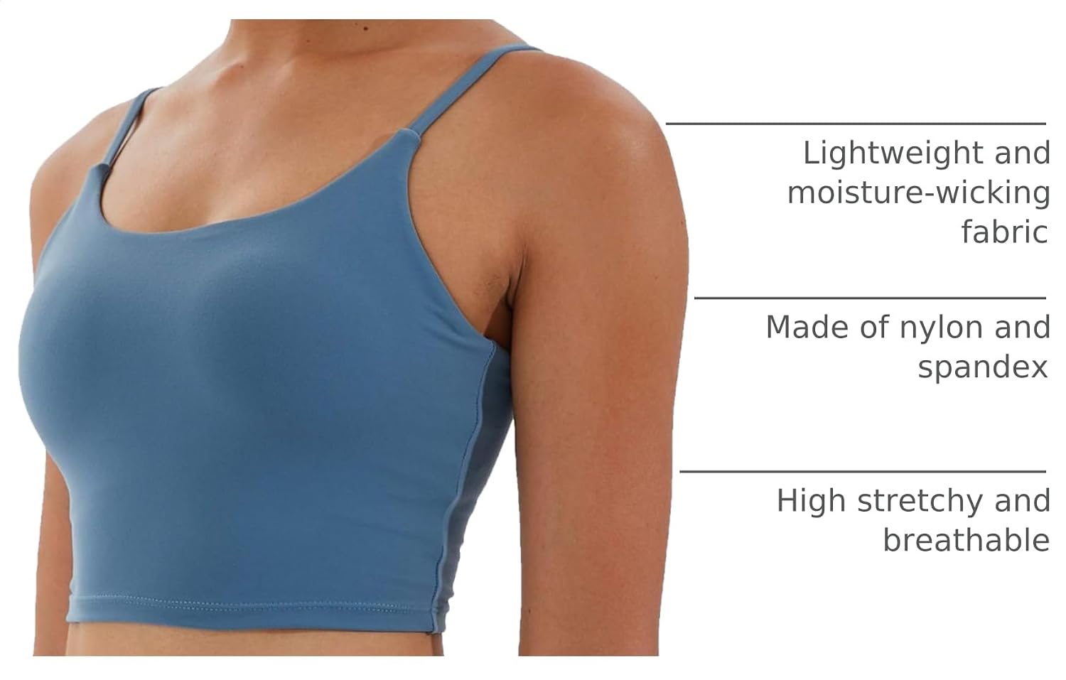 Women's Strappy Stretch Sports Bra Longline Yoga Tank Top Fitness Bra Workout Camisole Crop Tops for Teen Girl